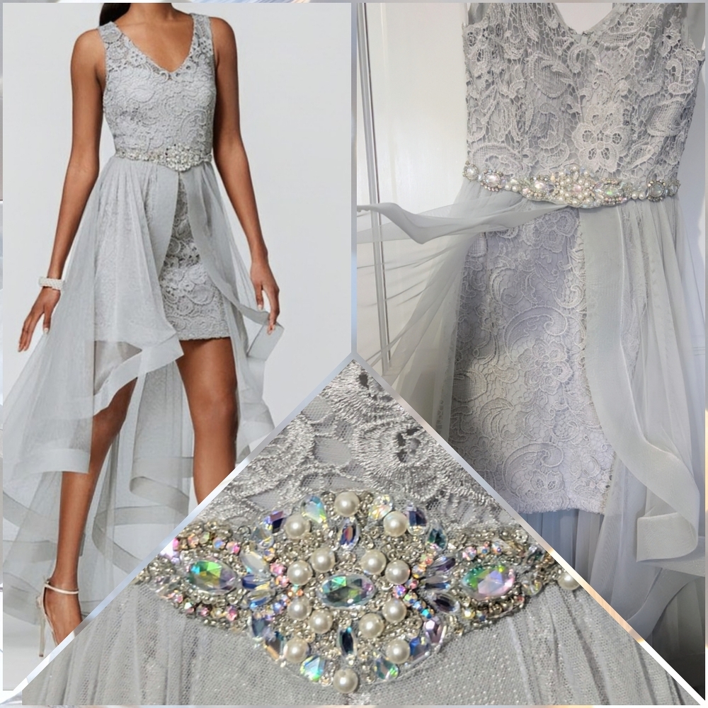 TLC Say Yes To The Prom Dress, High-Low Flyaway Illusion Gown, Size 1